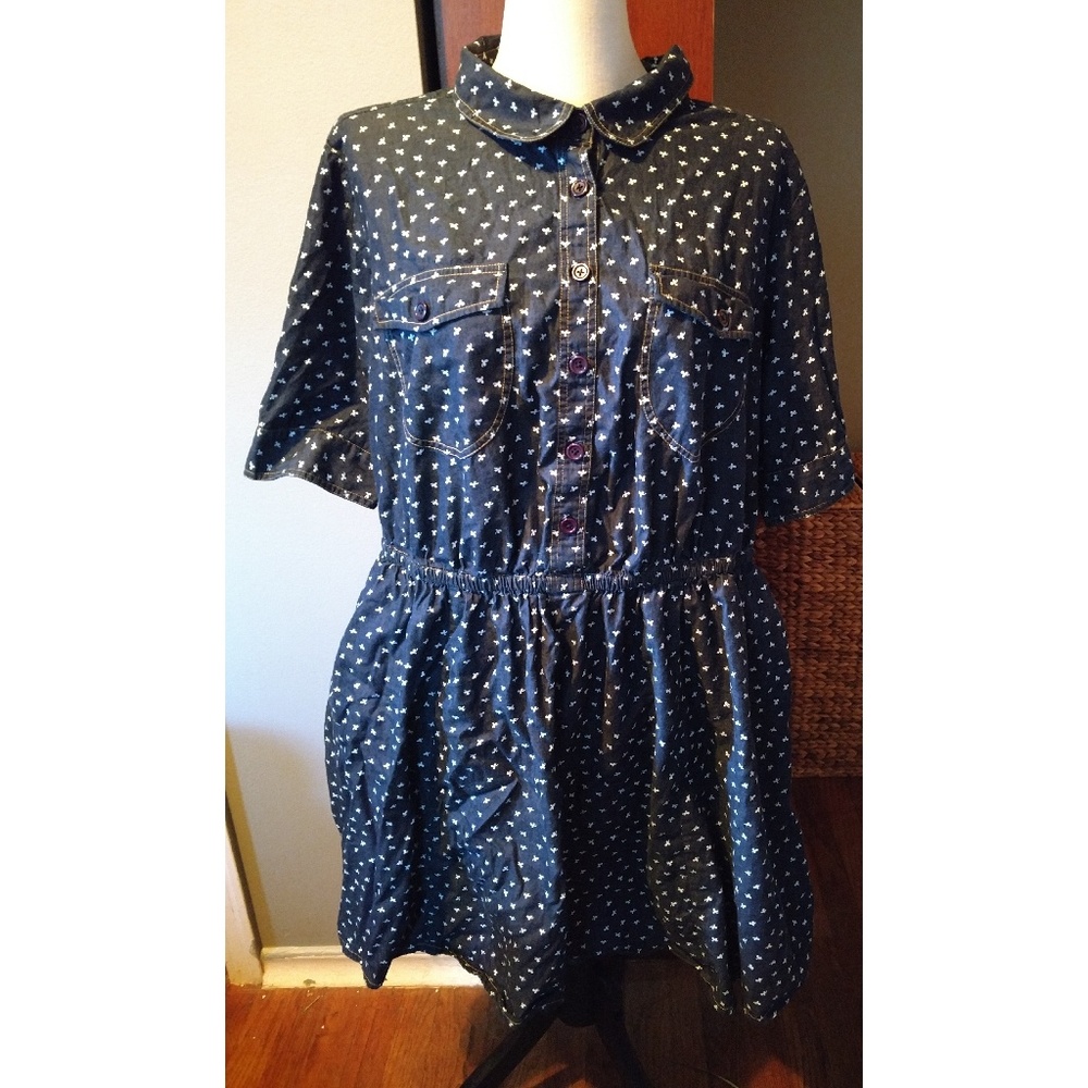 eShakti floral chambray dress 24w